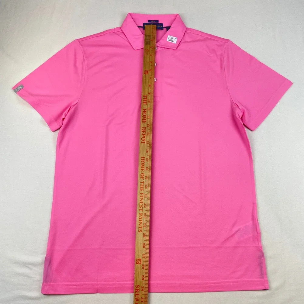 Ralph Lauren Mens Pro Fit Polo Shirt Pink Short Sleeve Performance Large NWOT